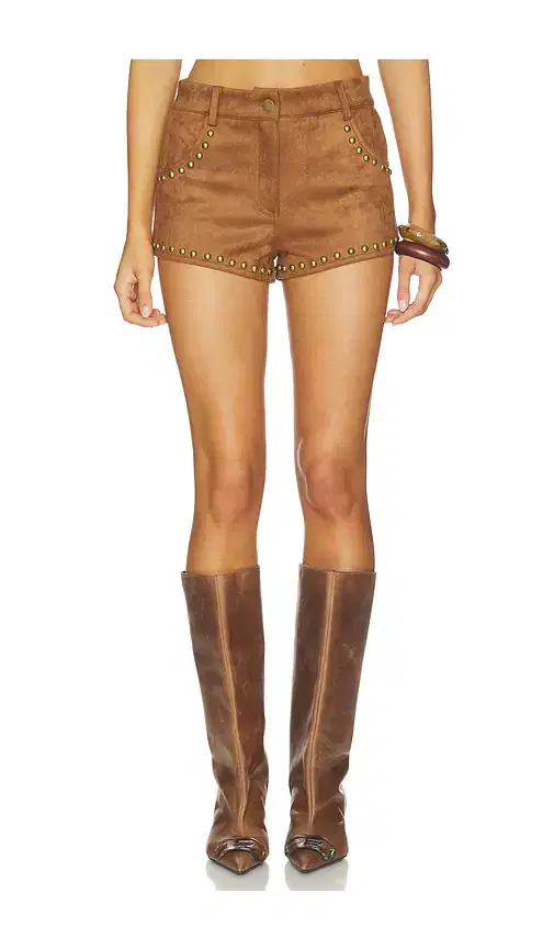 MORE TO COME Leanan Studded Faux Suede Short