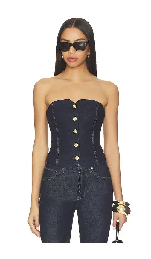 Alice + Olivia Alice + Olivia Kelcey Denim Strapless Vest Top