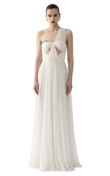 The New Arrivals Ilkyaz Ozel Sahra Pleated Silk Maxi Dress | Thumbnail 1