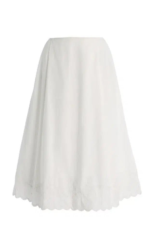 Posse Exclusive Lois Broderie Anglaise Cotton Midi Skirt