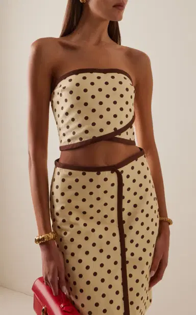 Posse Bowie Strapless Polka-Dot Linen-Cotton Top | Thumbnail 2