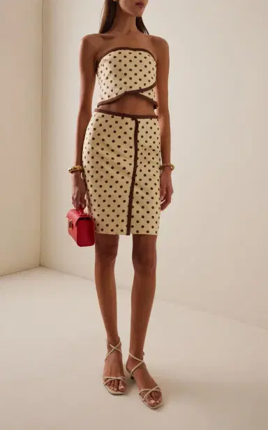 Posse Bowie Strapless Polka-Dot Linen-Cotton Top | Thumbnail 3