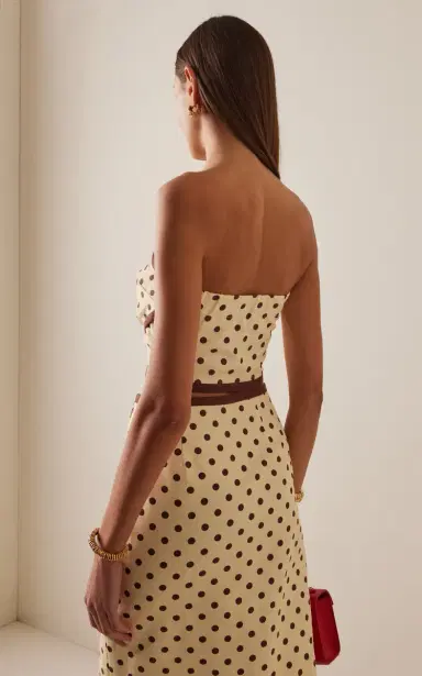 Posse Bowie Strapless Polka-Dot Linen-Cotton Top | Thumbnail 4