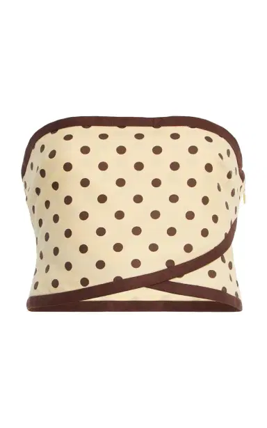 Posse Bowie Strapless Polka-Dot Linen-Cotton Top | Thumbnail 1