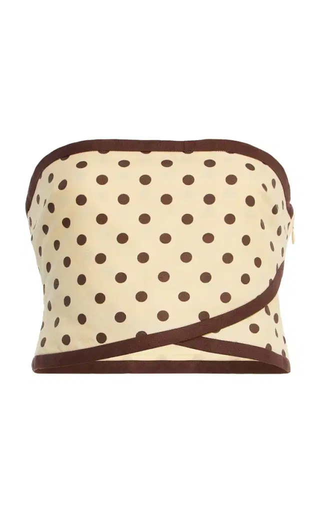 Posse Bowie Strapless Polka-Dot Linen-Cotton Top