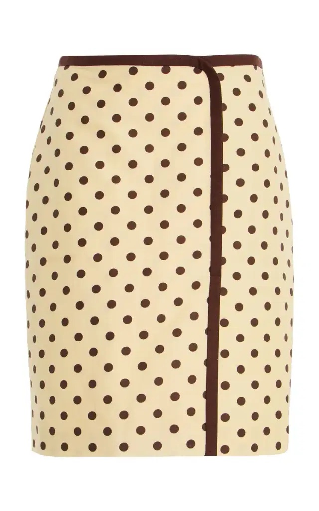 Posse Bowie Polka-Dot Linen-Cotton Midi Skirt