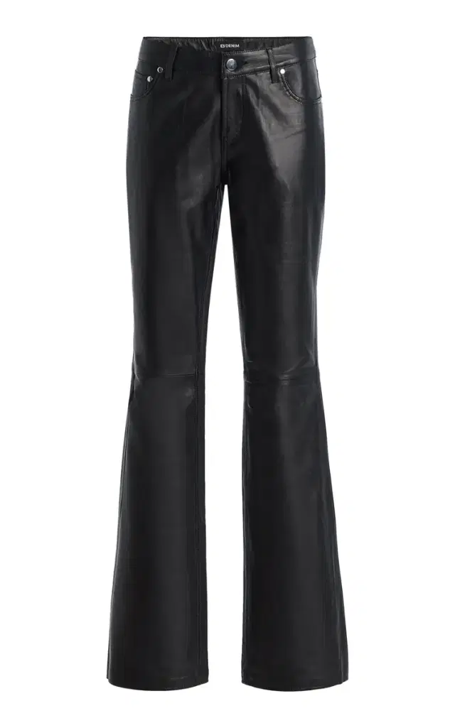 Maria Leather Mid-Rise Bootcut Jeans