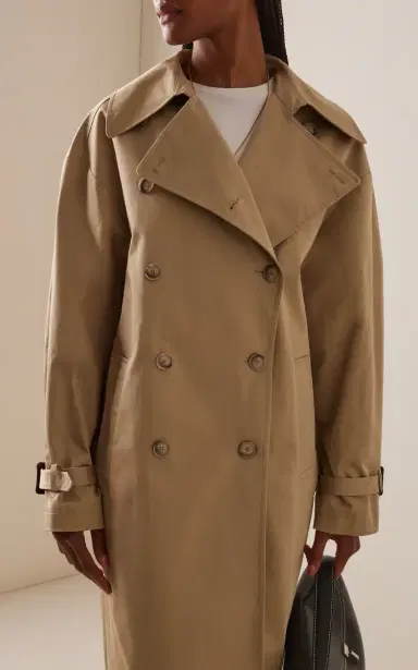 House of Dagmar Double-Breasted Cotton Long Trench Coat | Thumbnail 3 House of Dagmar Double-Breasted Cotton Long Trench Coat | Thumbnail 3