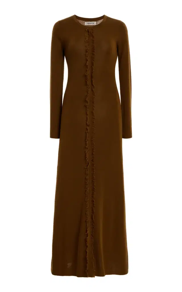 ZANKOV Exclusive Rowen Fringed Wool Midi Dress