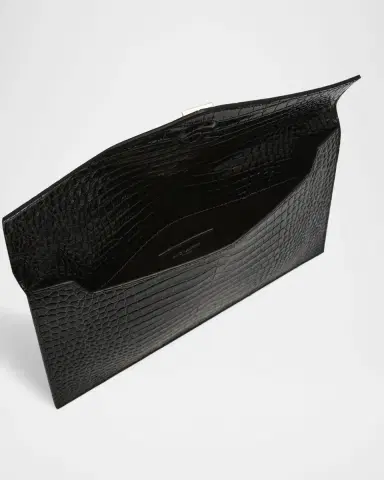 Saint Laurent Uptown YSL Pouch in Croc-Embossed Leather | Thumbnail 2 Saint Laurent Uptown YSL Pouch in Croc-Embossed Leather | Thumbnail 2
