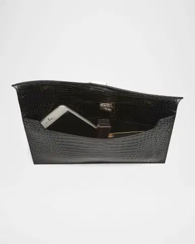 Saint Laurent Uptown YSL Pouch in Croc-Embossed Leather | Thumbnail 6 Saint Laurent Uptown YSL Pouch in Croc-Embossed Leather | Thumbnail 6