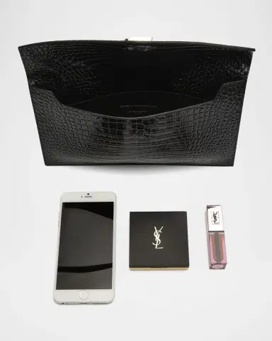 Saint Laurent Uptown YSL Pouch in Croc-Embossed Leather | Thumbnail 7 Saint Laurent Uptown YSL Pouch in Croc-Embossed Leather | Thumbnail 7