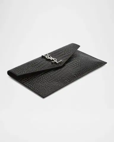 Saint Laurent Uptown YSL Pouch in Croc-Embossed Leather | Thumbnail 8 Saint Laurent Uptown YSL Pouch in Croc-Embossed Leather | Thumbnail 8