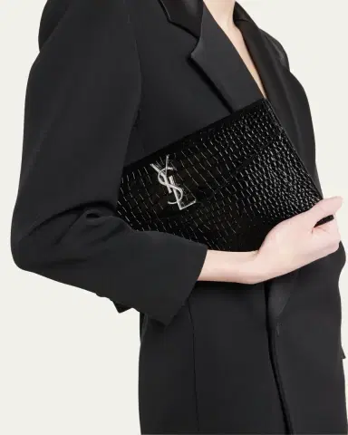 Saint Laurent Uptown YSL Pouch in Croc-Embossed Leather | Thumbnail 10 Saint Laurent Uptown YSL Pouch in Croc-Embossed Leather | Thumbnail 10