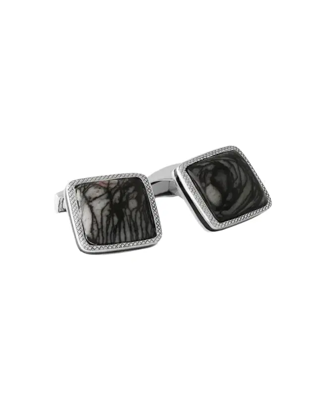Tateossian Marble Quartzite Silver Cufflinks