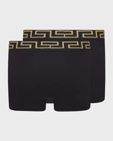 Versace Two-Pack Greca Border Long Boxer Trunks | Thumbnail 2