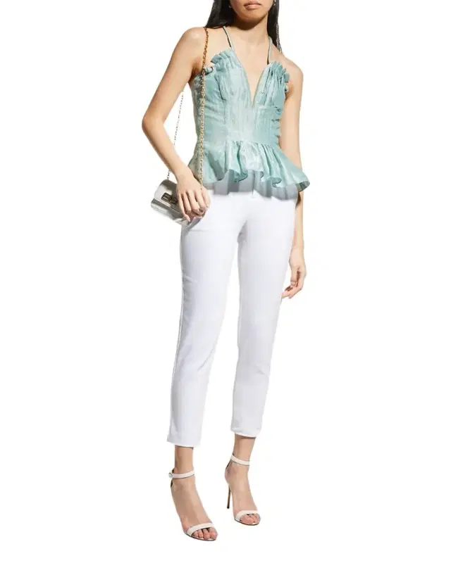 ALICE + OLIVIA Stacey Slim Straight-Leg Cropped Trousers