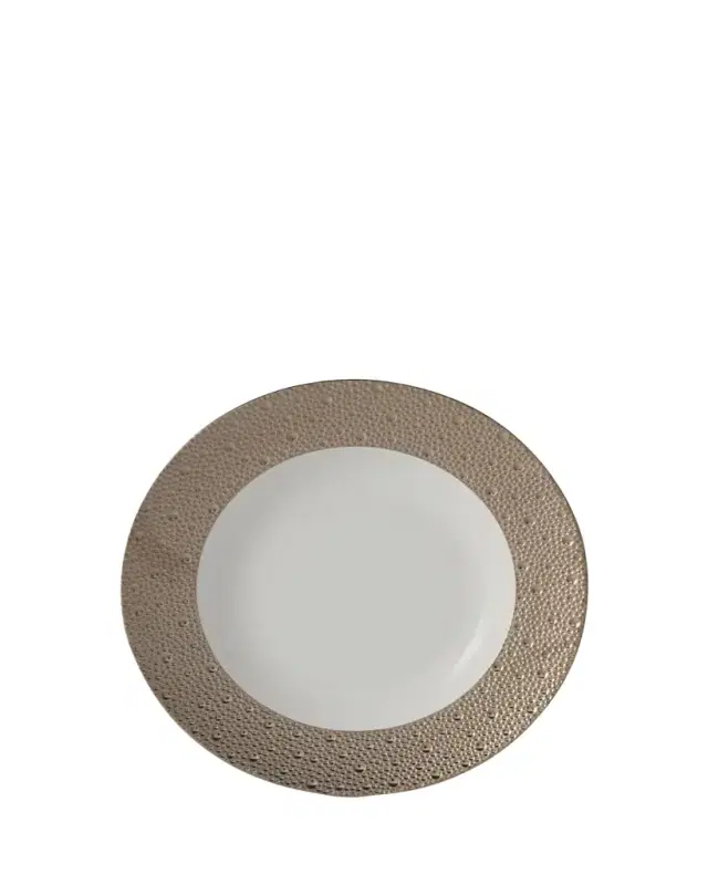 Bernardaud Ecume Platinum Rim Soup Plate, 9"
