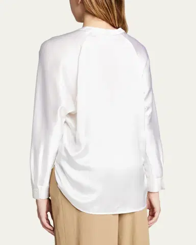 Vince Silk Band-Collar Blouse | Thumbnail 2