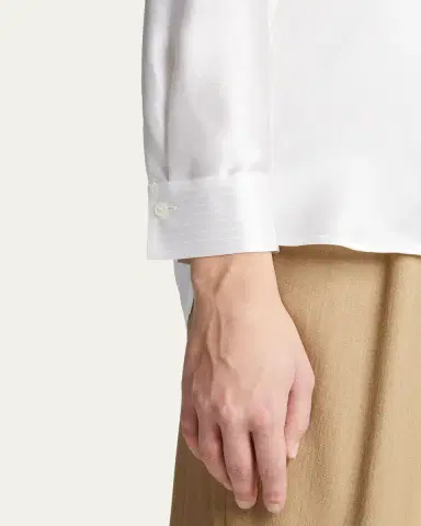 Vince Silk Band-Collar Blouse | Thumbnail 4