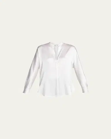 Vince Silk Band-Collar Blouse | Thumbnail 5