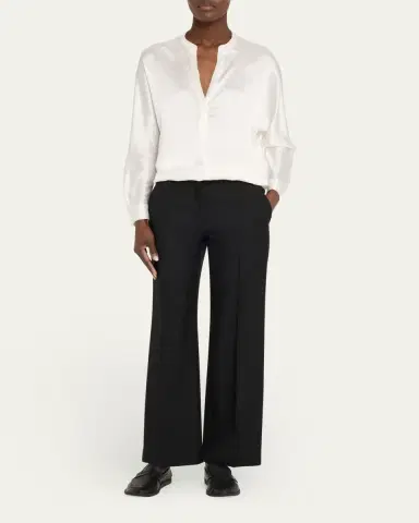 Vince Silk Band-Collar Blouse | Thumbnail 6