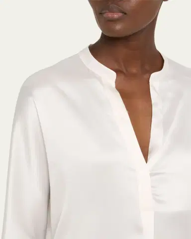 Vince Silk Band-Collar Blouse | Thumbnail 9