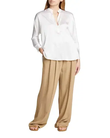 Vince Silk Band-Collar Blouse | Thumbnail 1