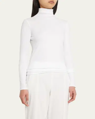 Vince Essential Long-Sleeve Cotton Turtleneck Top | Thumbnail 4 Vince Essential Long-Sleeve Cotton Turtleneck Top | Thumbnail 4
