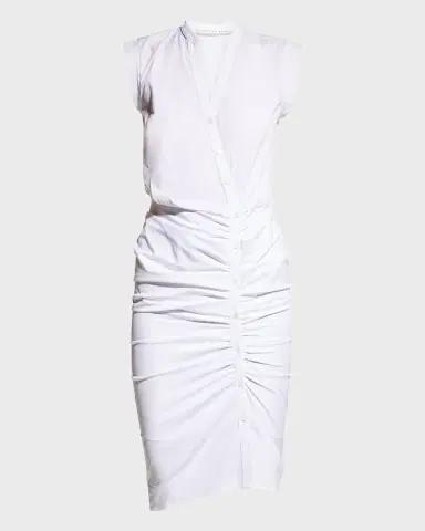 Veronica Beard Sleeveless Ruched Poplin Shirtdress | Thumbnail 2 Veronica Beard Sleeveless Ruched Poplin Shirtdress | Thumbnail 2