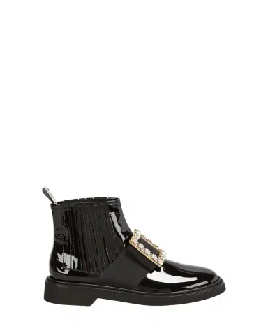 Roger Vivier Viv' Rangers Patent Chelsea Booties with Crystal Buckle | Thumbnail 1 Roger Vivier Viv' Rangers Patent Chelsea Booties with Crystal Buckle | Thumbnail 1