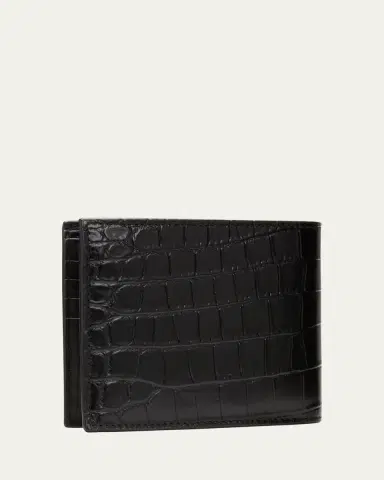 Saint Laurent Men's YSL Croc-Embossed Bi-Fold Wallet | Thumbnail 3 Saint Laurent Men's YSL Croc-Embossed Bi-Fold Wallet | Thumbnail 3