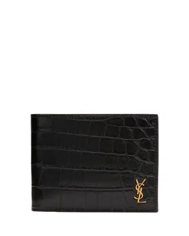 Saint Laurent Men's YSL Croc-Embossed Bi-Fold Wallet | Thumbnail 1 Saint Laurent Men's YSL Croc-Embossed Bi-Fold Wallet | Thumbnail 1