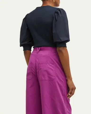 Veronica Beard Coralee Puff Sleeve Button-Front Top | Thumbnail 3