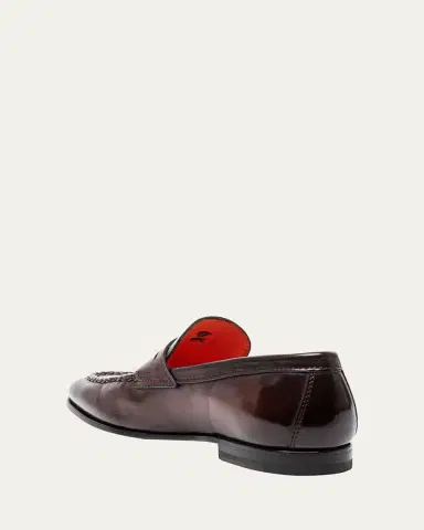 Santoni Men's Door Burnished Leather Penny Loafers | Thumbnail 4 Santoni Men's Door Burnished Leather Penny Loafers | Thumbnail 4