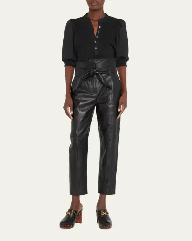 Veronica Beard Coralee Puff Sleeve Button-Front Top | Thumbnail 2