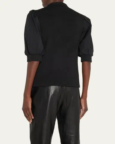 Veronica Beard Coralee Puff Sleeve Button-Front Top | Thumbnail 3
