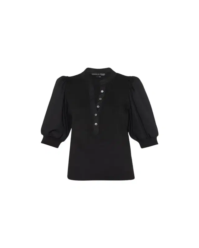 Veronica Beard Coralee Puff Sleeve Button-Front Top