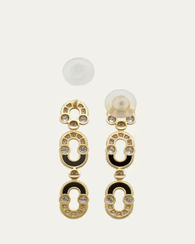 Viltier Magnetic Duo Earrings in Onyx, 18K Yellow Gold and Diamonds | Thumbnail 4