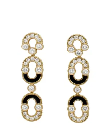 Viltier Magnetic Duo Earrings in Onyx, 18K Yellow Gold and Diamonds | Thumbnail 1