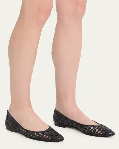 Manolo Blahnik Gelista Perforated Leather Ballerina Flats | Thumbnail 2