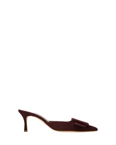 Manolo Blahnik Maysale Suede Buckle Mules | Thumbnail 1