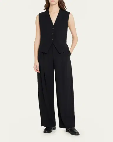 Vince Drop-Waist Pleated Crepe Trousers | Thumbnail 2