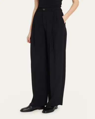 Vince Drop-Waist Pleated Crepe Trousers | Thumbnail 4