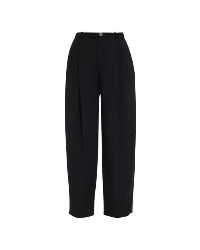 Vince Drop-Waist Pleated Crepe Trousers