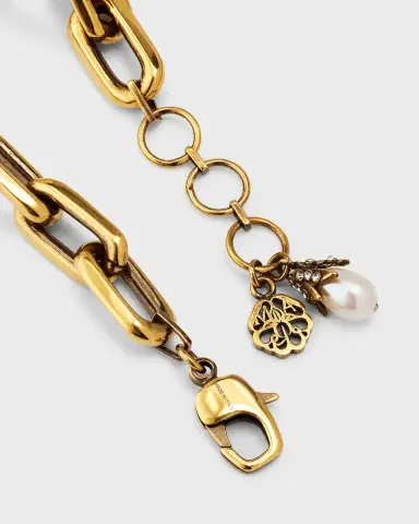 McQueen Pearly Chain and Skull Bracelet | Thumbnail 3