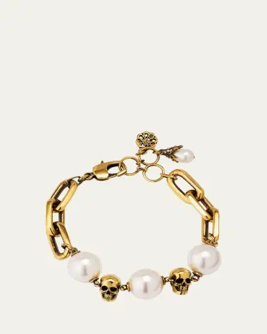 McQueen Pearly Chain and Skull Bracelet | Thumbnail 5