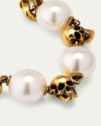 McQueen Pearly Chain and Skull Bracelet | Thumbnail 7