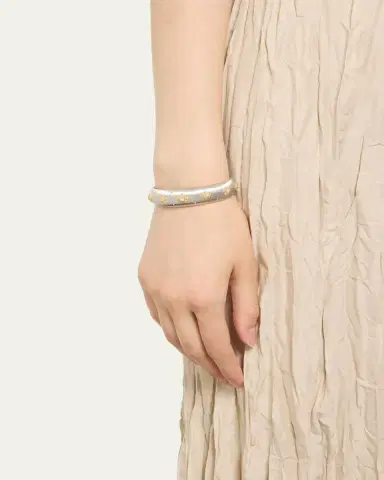 Buccellati 18K White Gold Macri Classica Cuff Bracelet with Diamonds | Thumbnail 2 Buccellati 18K White Gold Macri Classica Cuff Bracelet with Diamonds | Thumbnail 2