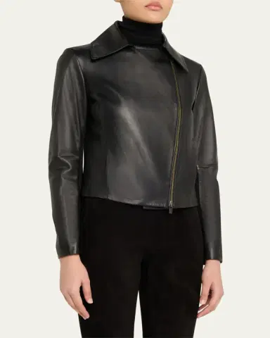 Vince Leather Zip-Front Jacket | Thumbnail 4